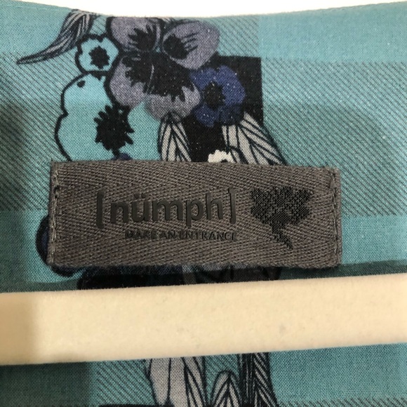 Numph Make An Entrance | Plaid Embroidered Dress - Picture 3 of 5